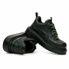 Green Patina Platform Leather Sneaker