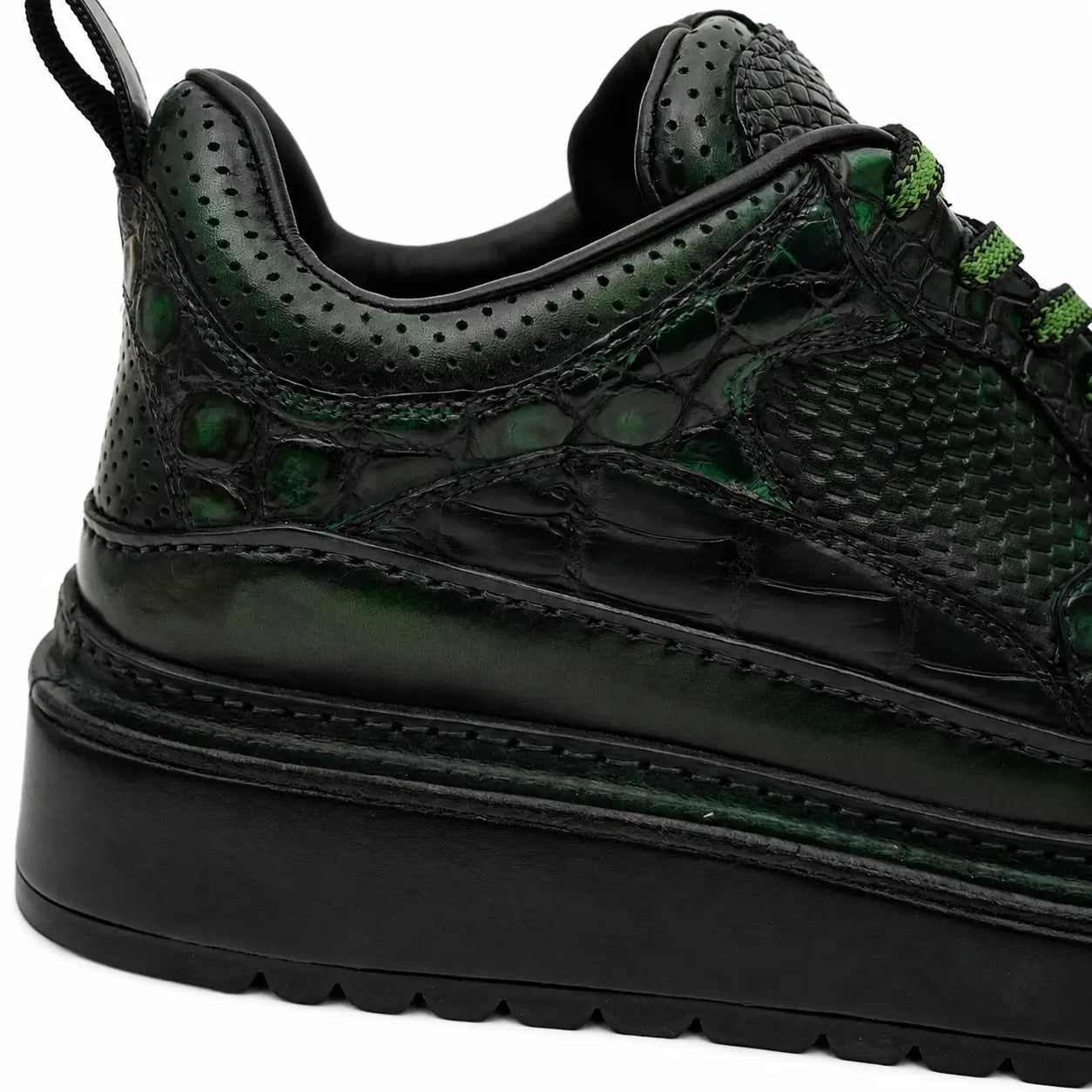 Green Patina Platform Leather Sneaker