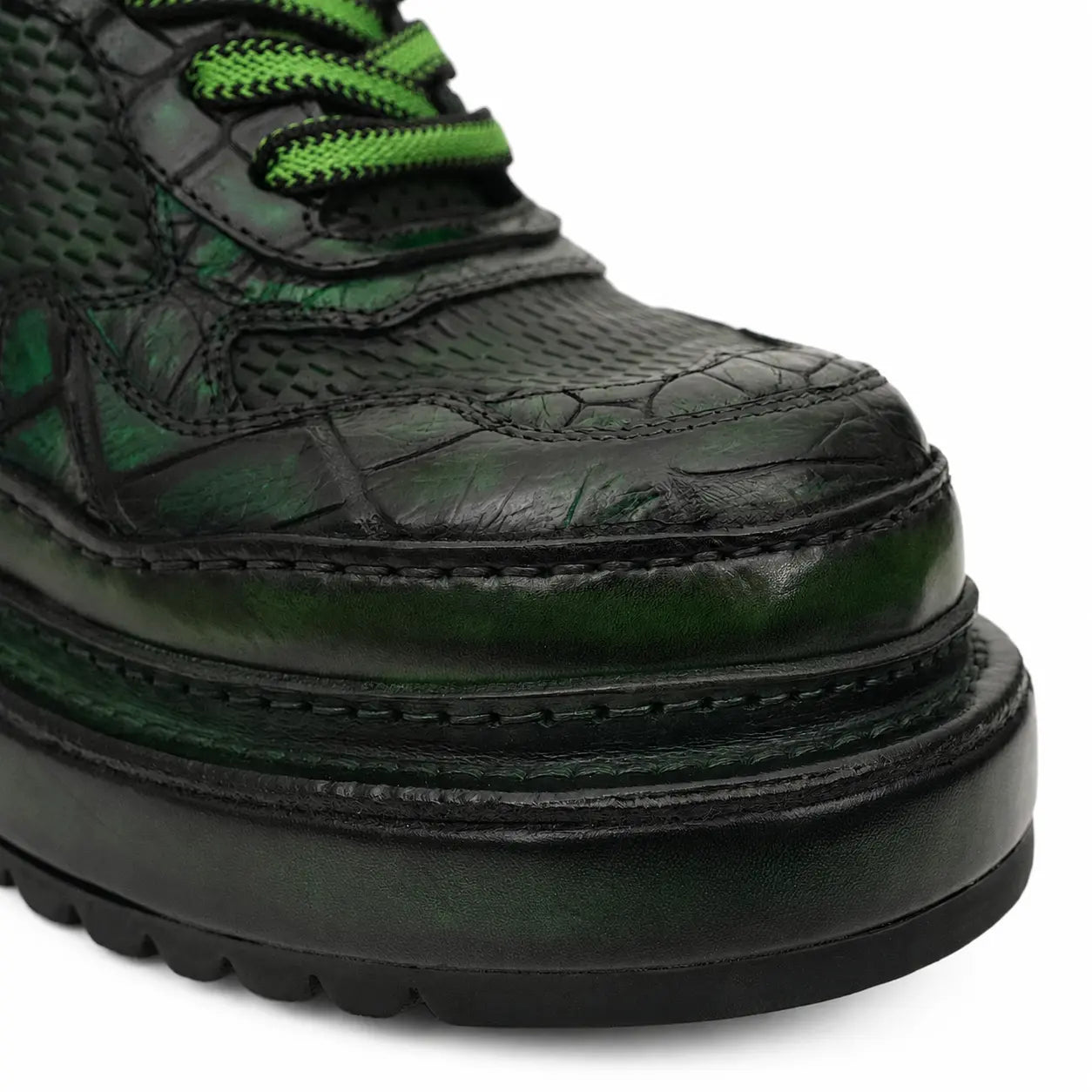 Green Patina Platform Leather Sneaker