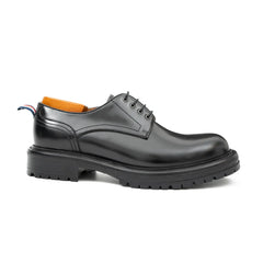 Handcrafted Big Toe Derby Shoes with Thick Sole  Black DIVINCH