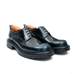 Handcrafted Big Toe Derby Shoes with Thick Sole  Blue DIVINCH