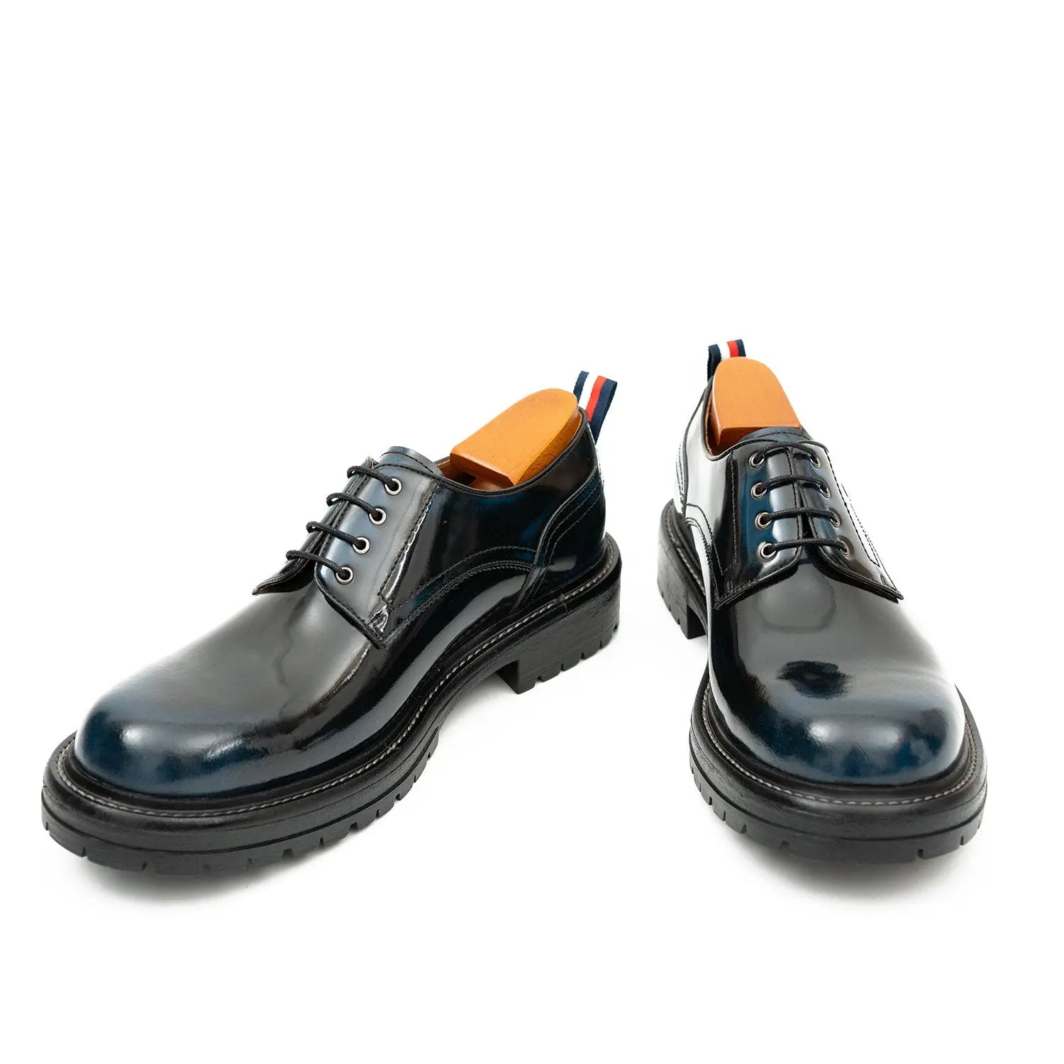 Handcrafted Big Toe Derby Shoes with Thick Sole  Blue DIVINCH