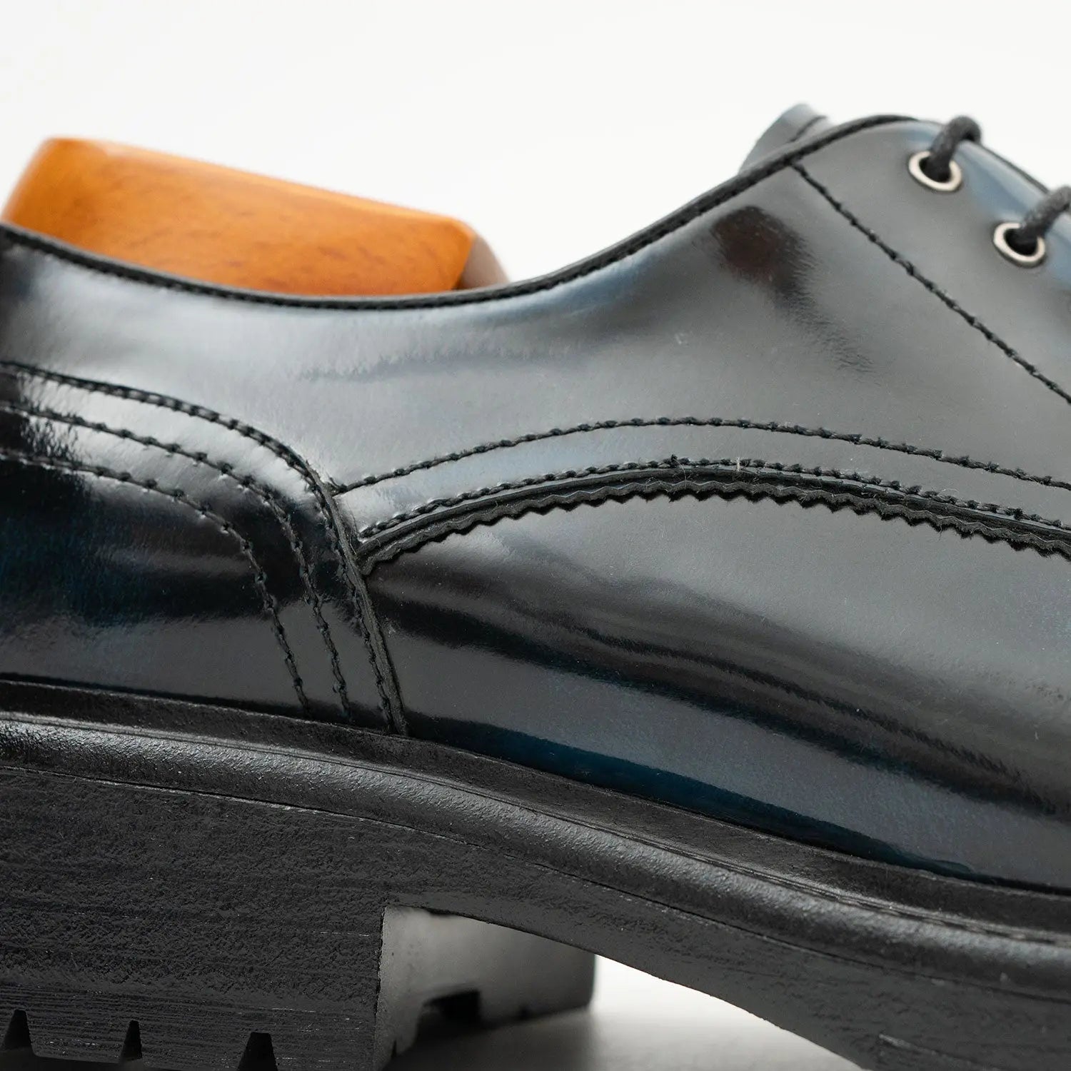 Handcrafted Big Toe Derby Shoes with Thick Sole  Blue DIVINCH