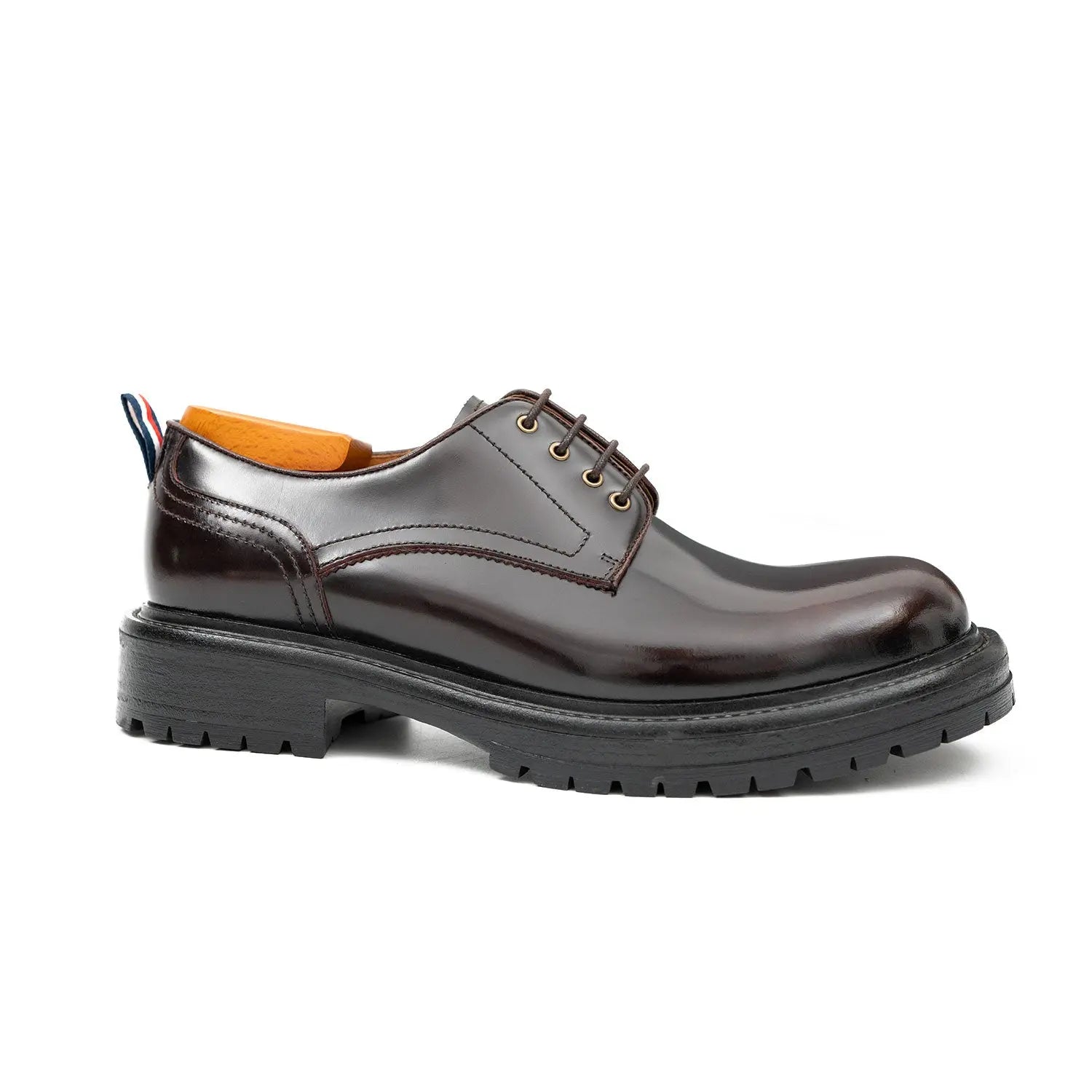 Handcrafted Big Toe Derby Shoes with Thick Sole  Wine red DIVINCH