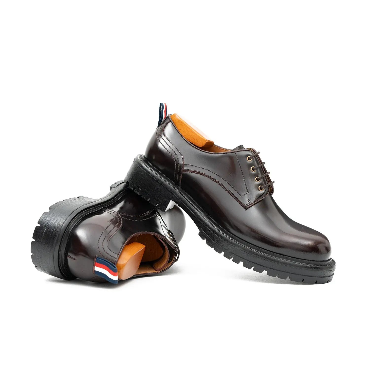 Handcrafted Big Toe Derby Shoes with Thick Sole  Wine red DIVINCH