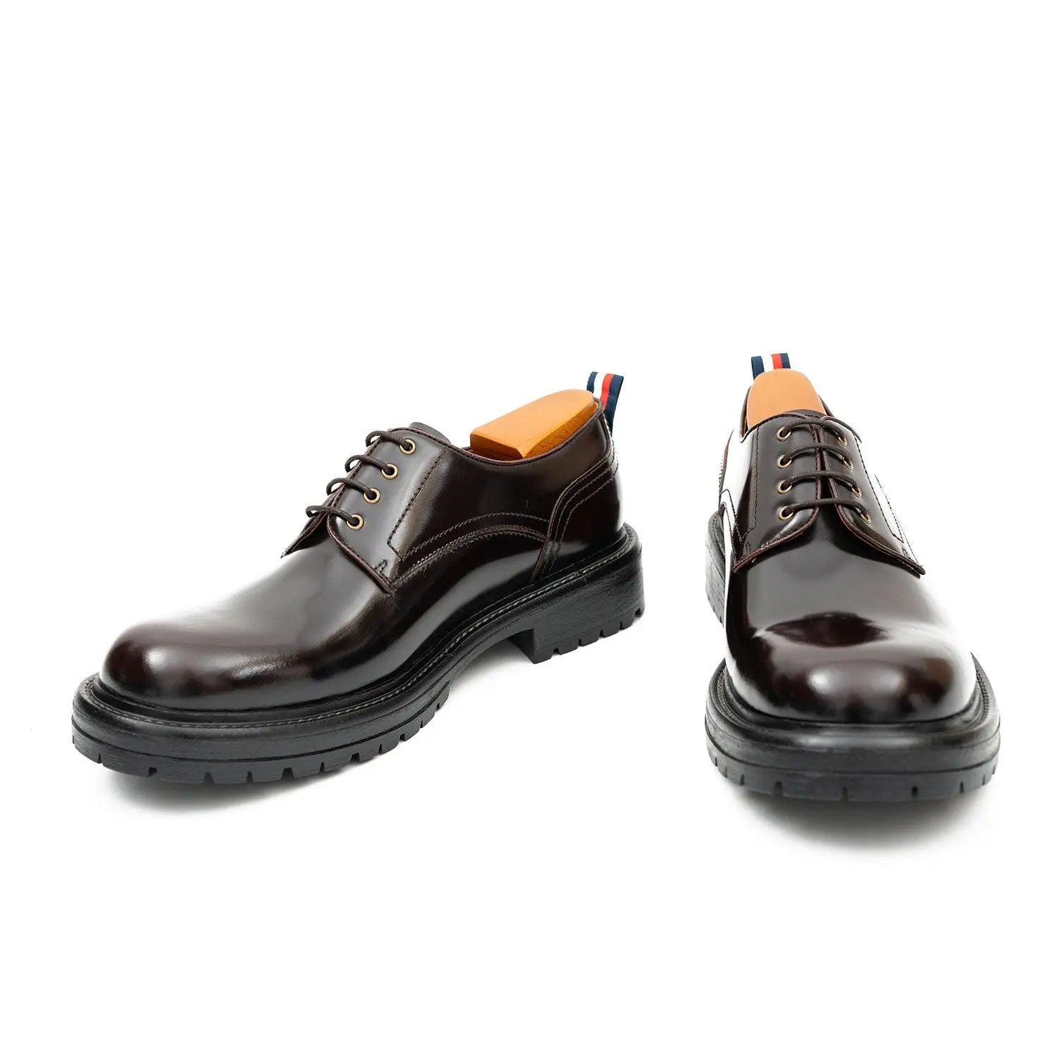 Handcrafted Big Toe Derby Shoes with Thick Sole  Wine red DIVINCH