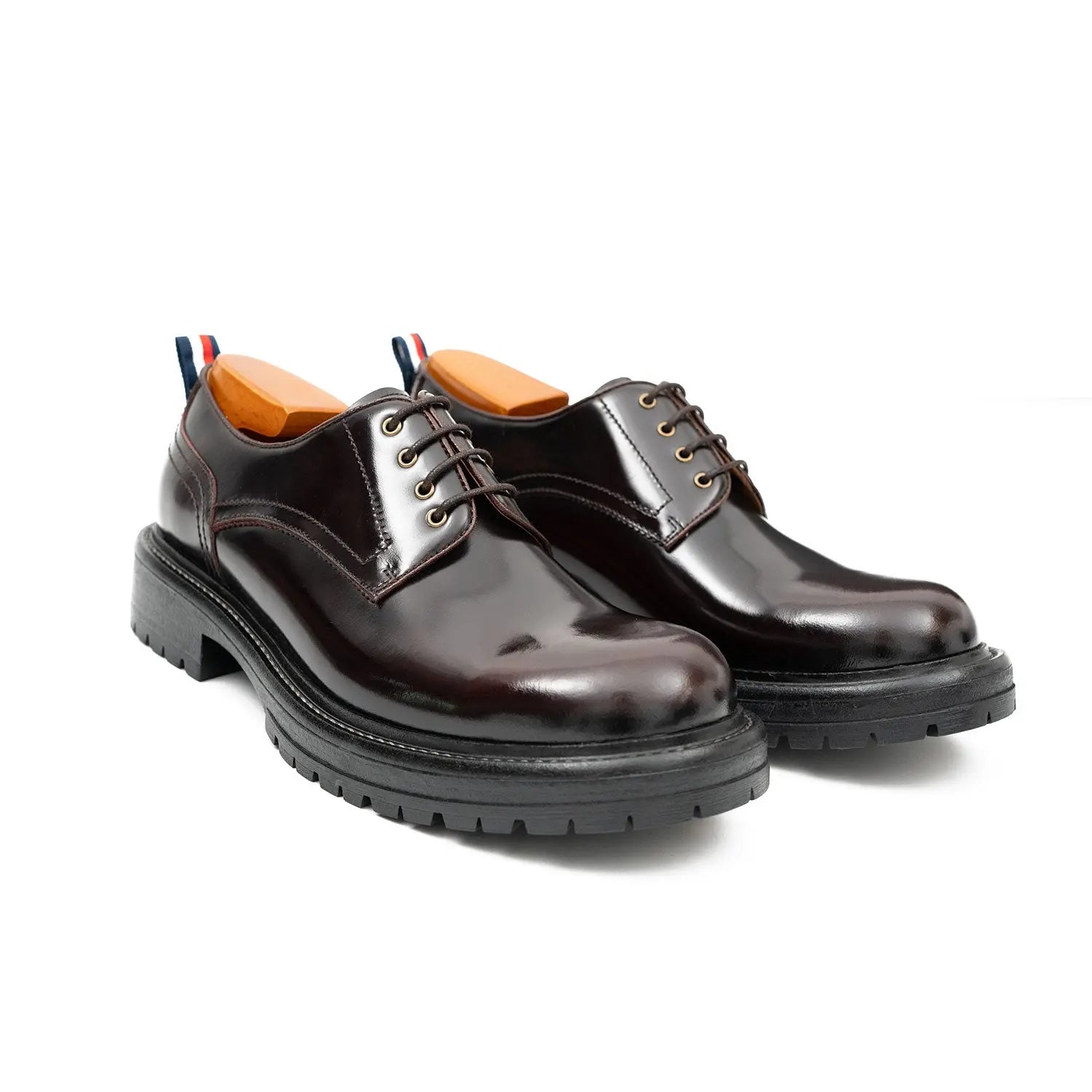 Handcrafted Big Toe Derby Shoes with Thick Sole  Wine red DIVINCH