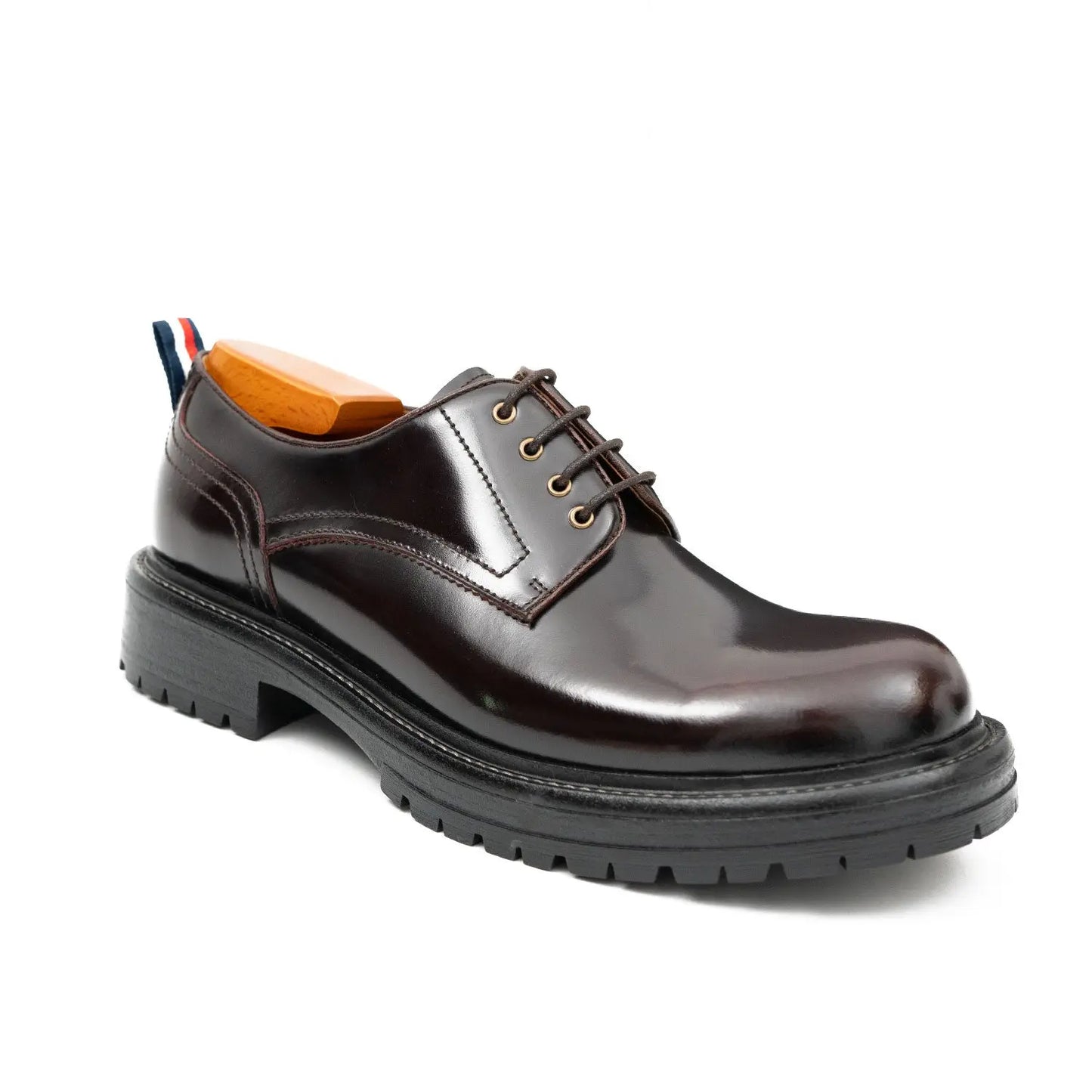 Handcrafted Big Toe Derby Shoes with Thick Sole  Wine red DIVINCH