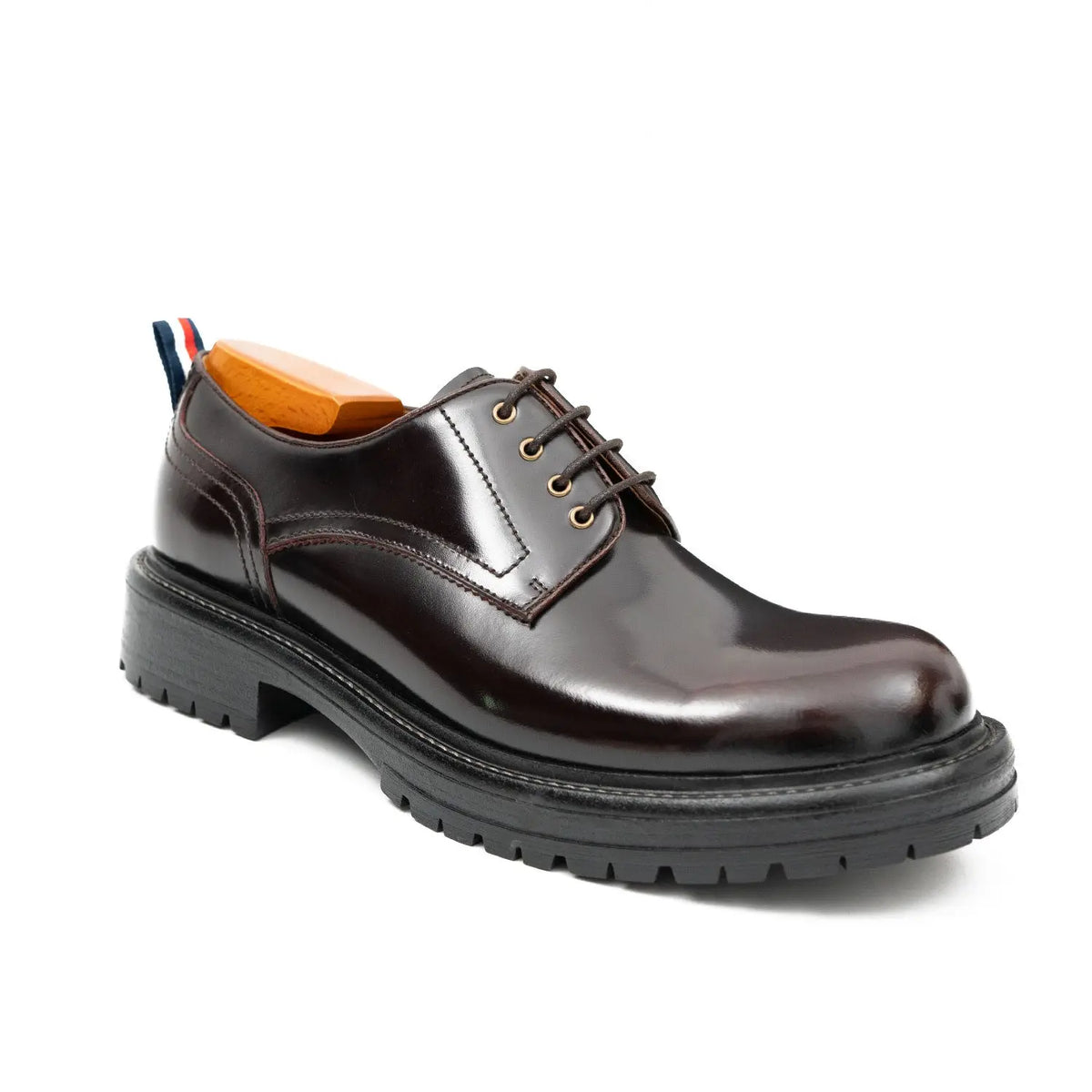 Handcrafted Big Toe Derby Shoes with Thick Sole  Wine red DIVINCH
