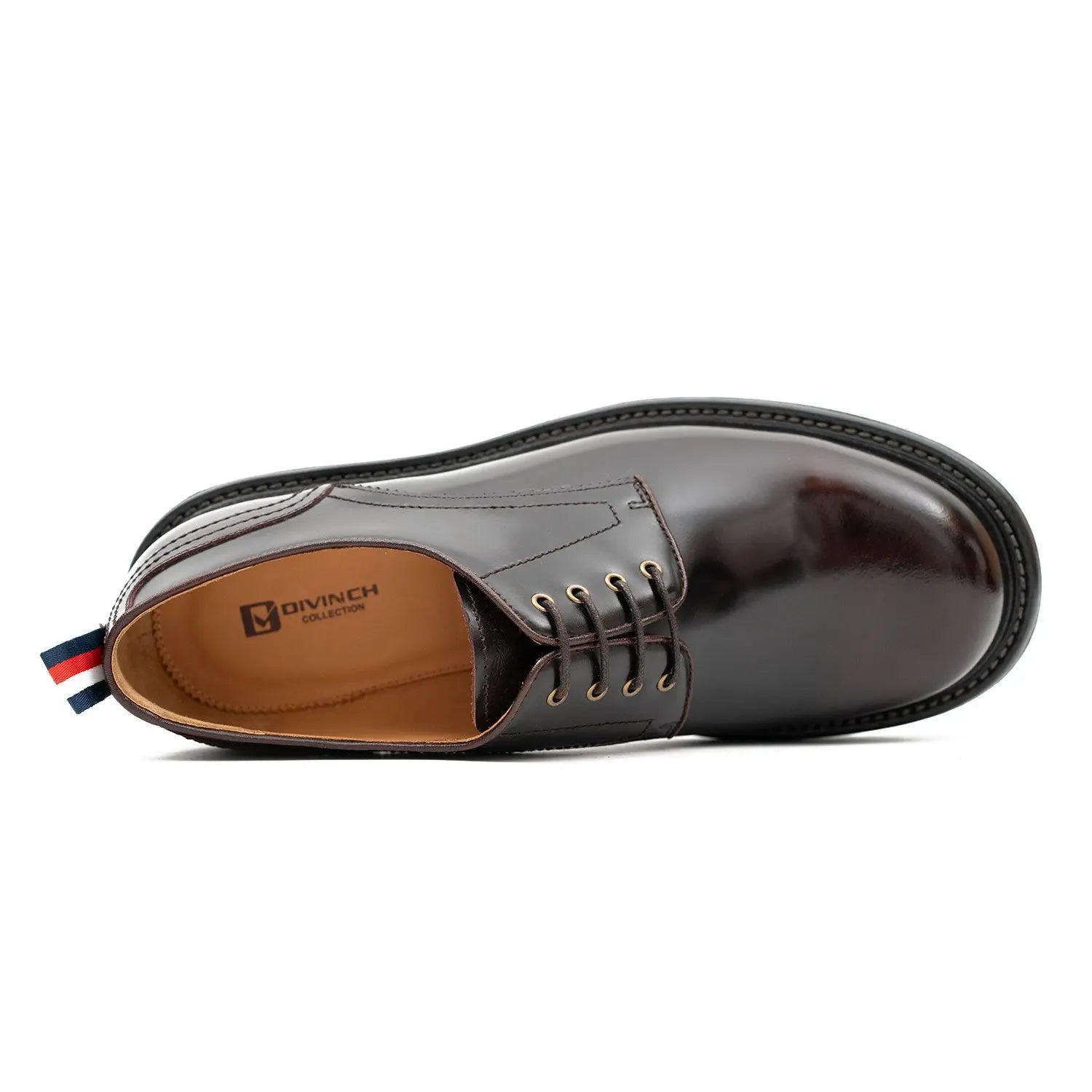 Handcrafted Big Toe Derby Shoes with Thick Sole  Wine red DIVINCH