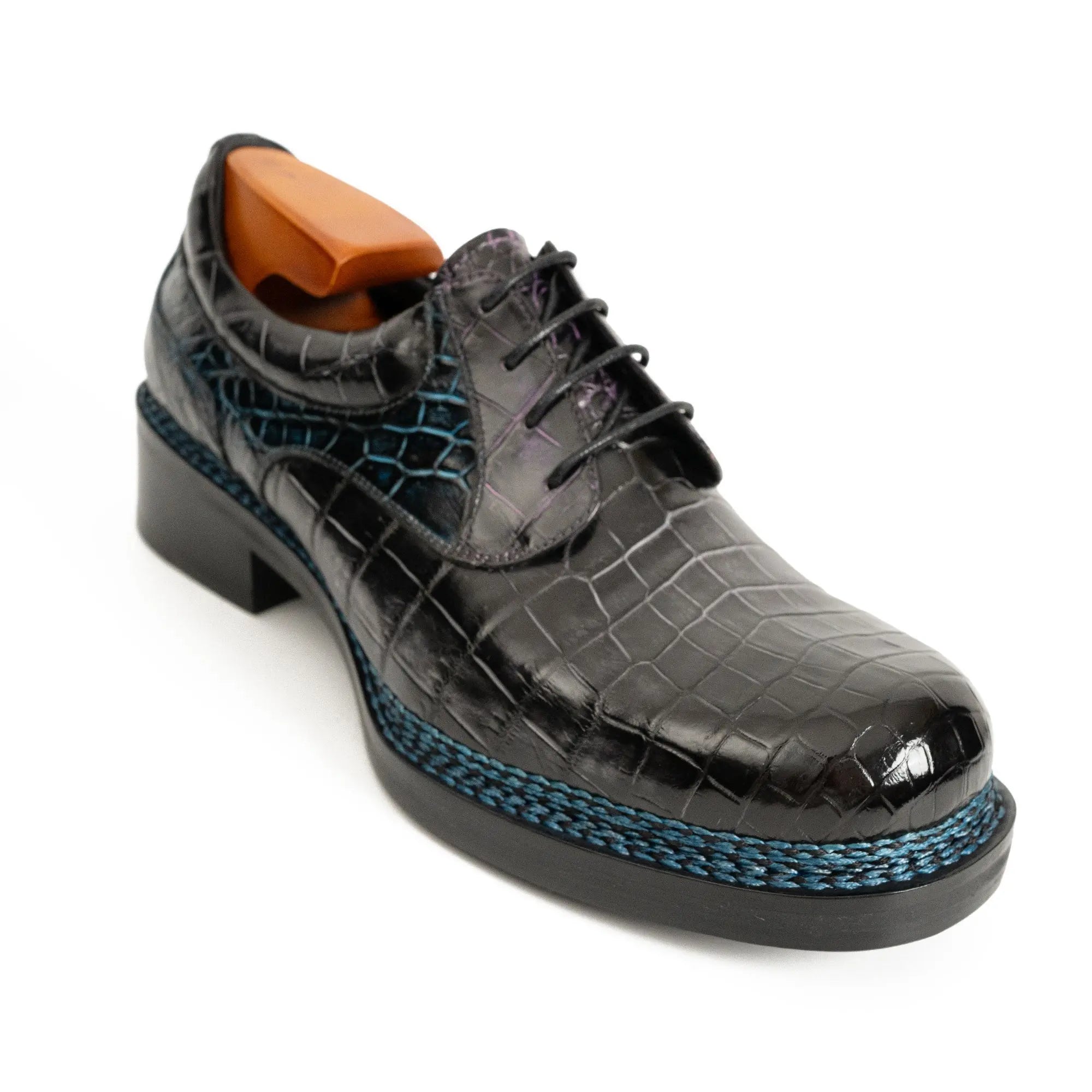 Handcrafted Nile Crocodile Derby Shoes – Norwegian Stitch DIVINCH