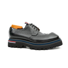 Handcrafted Square Toe Brogue Shoes with Thick Sole Black DIVINCH