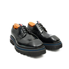 Handcrafted Square Toe Brogue Shoes with Thick Sole Black DIVINCH