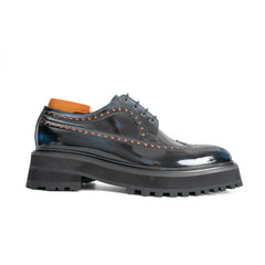 Handmade Chunky - sole Brogue Shoes Black Divinch