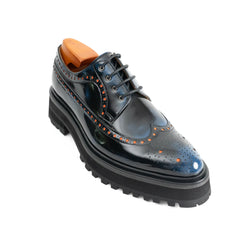 Handmade Chunky - sole Brogue Shoes Black Divinch