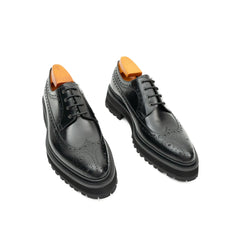 Handmade Chunky - sole Brogue Shoes Black Divinch