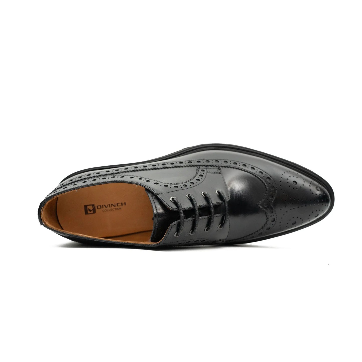 Handmade Chunky - sole Brogue Shoes Black Divinch