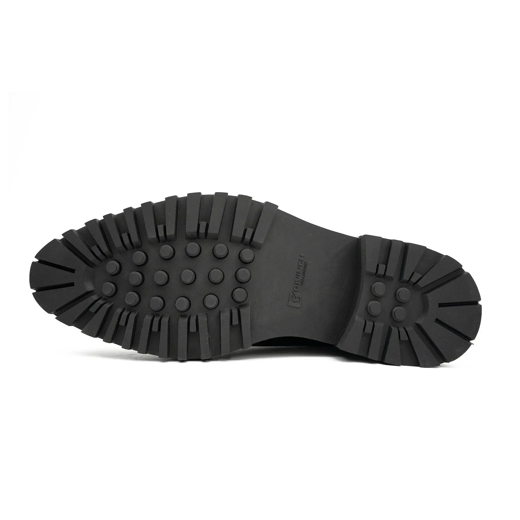 Handmade Chunky - sole Brogue Shoes Black Divinch