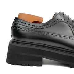 Handmade Chunky - sole Brogue Shoes Black Divinch