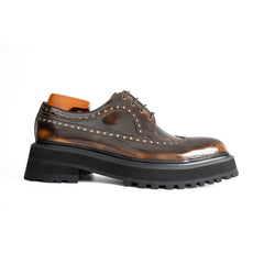 Handmade Chunky - sole Brogue Shoes Brown Divinch