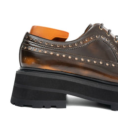 Handmade Chunky - sole Brogue Shoes Brown Divinch