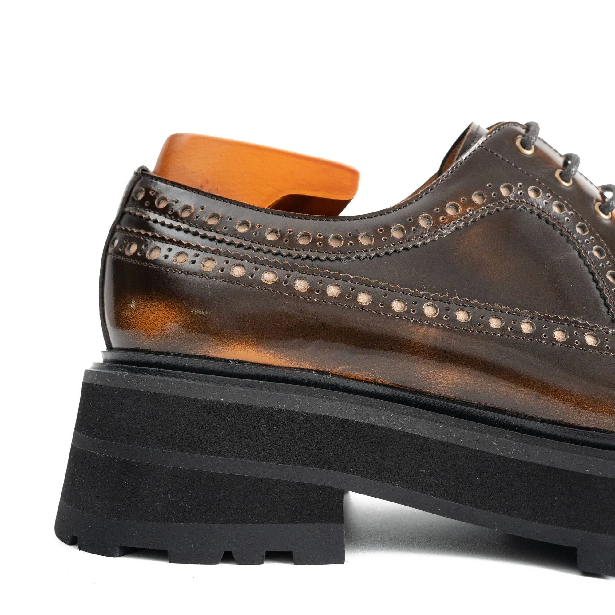Handmade Chunky - sole Brogue Shoes Brown Divinch