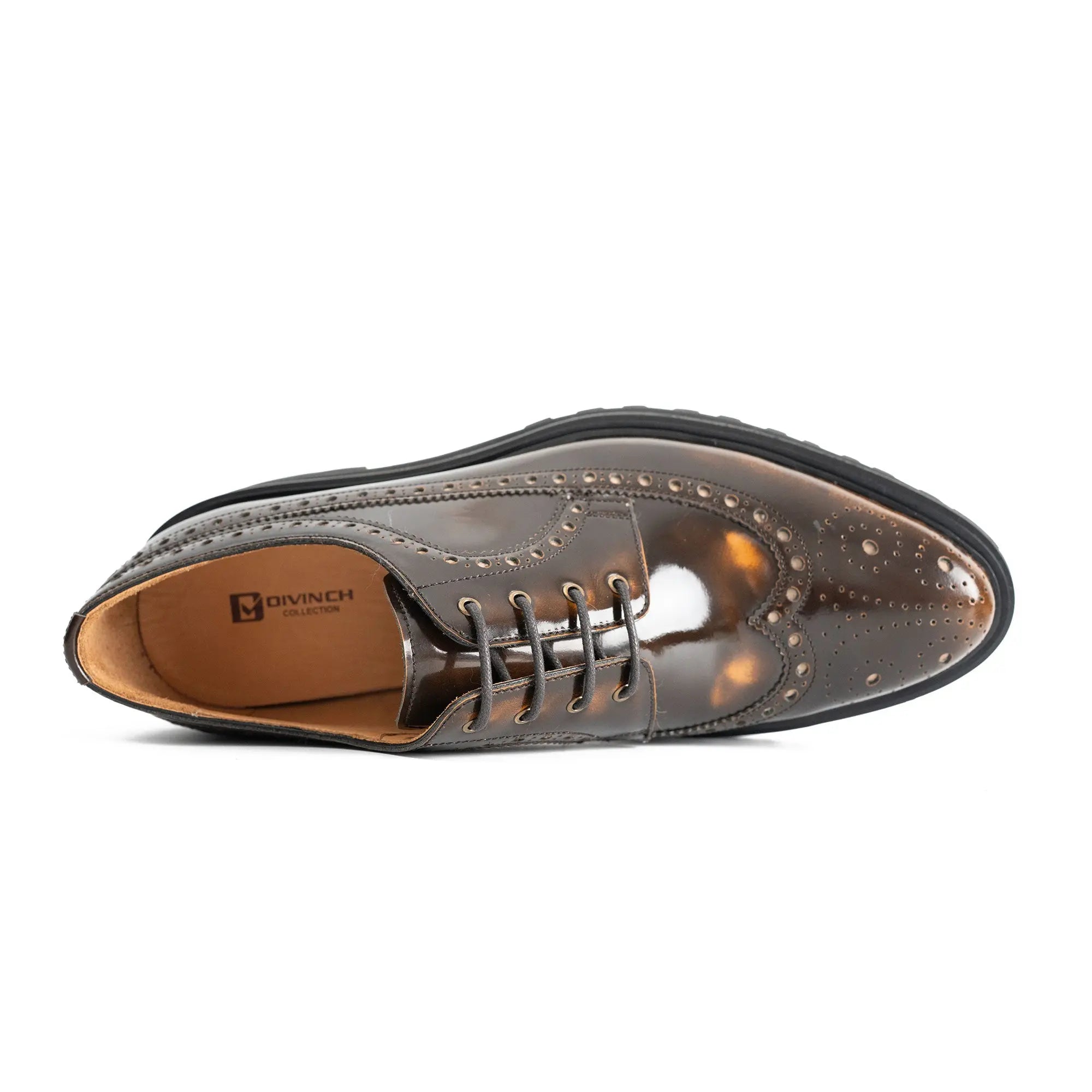 Handmade Chunky - sole Brogue Shoes Brown Divinch
