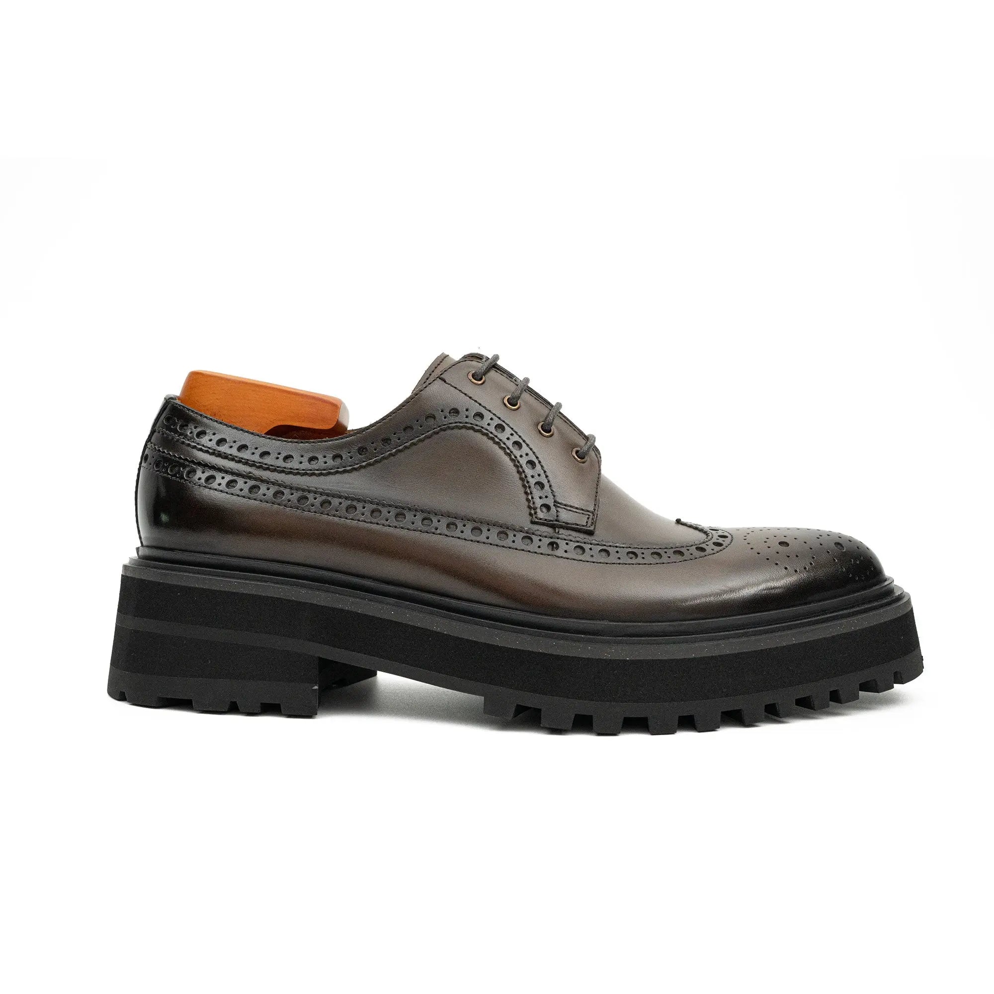 Handmade Chunky - sole Brogue Shoes Coffee Divinch