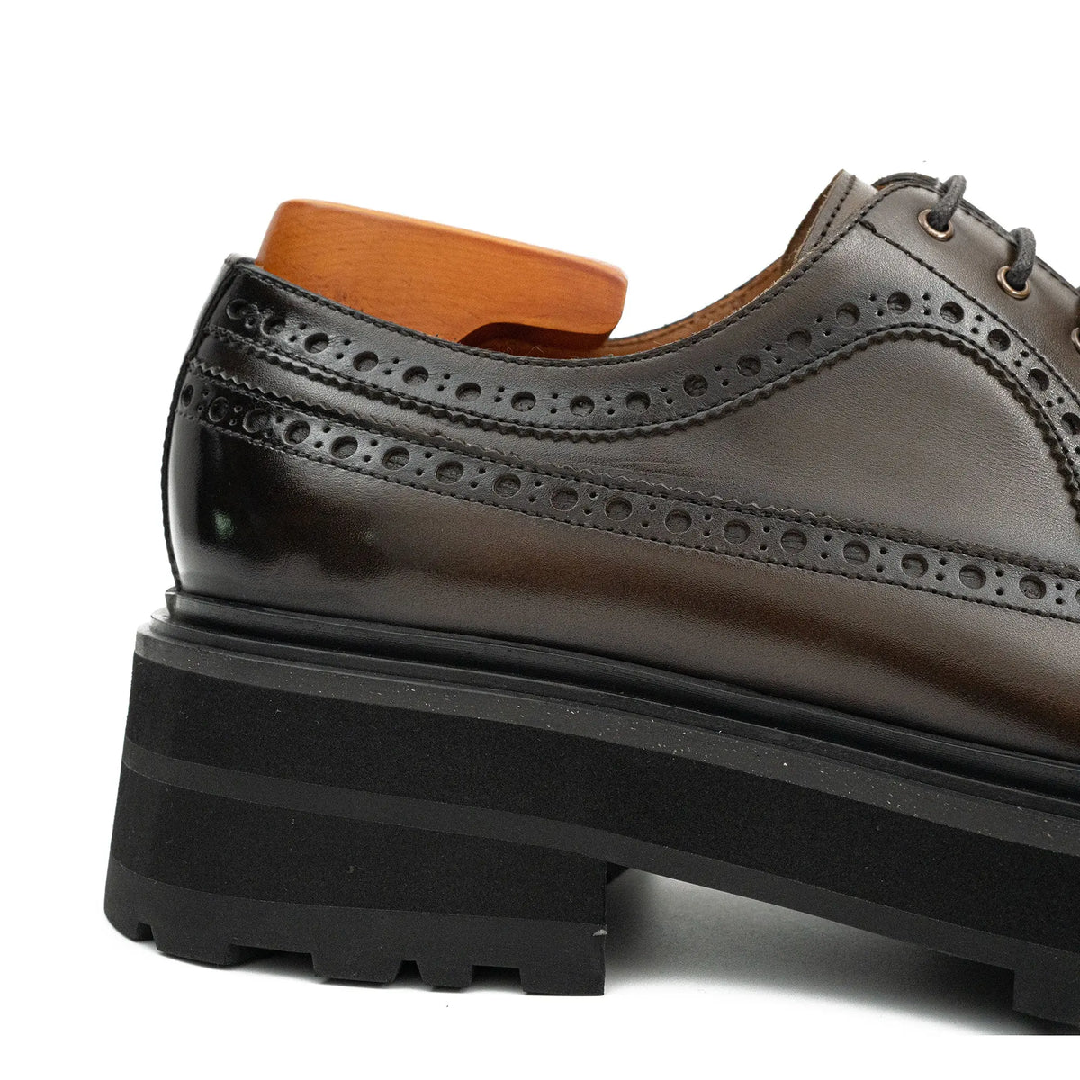 Handmade Chunky - sole Brogue Shoes Coffee Divinch