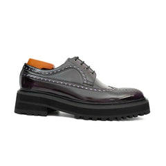 Handmade Chunky - sole Brogue Shoes Purple Divinch