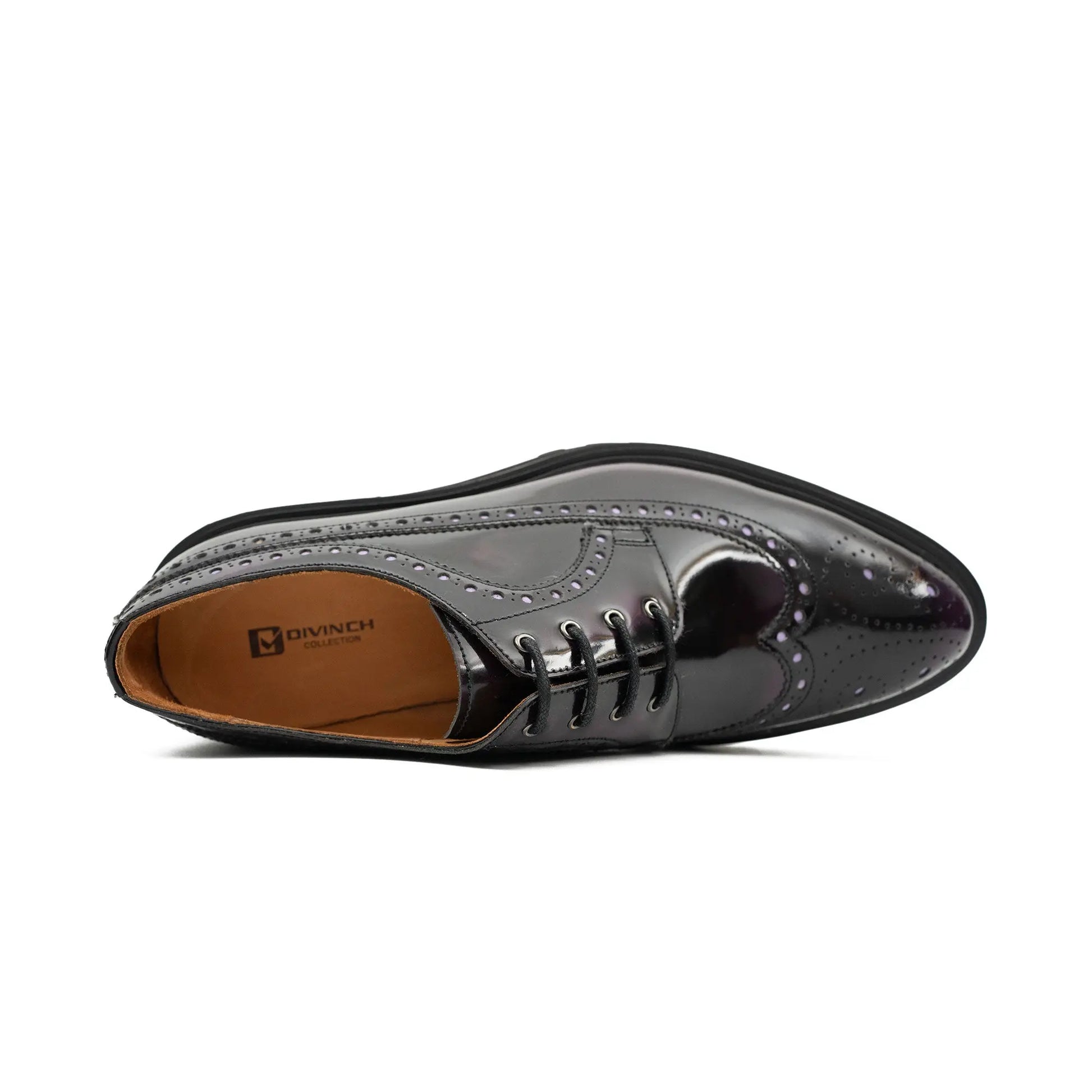 Handmade Chunky - sole Brogue Shoes Purple Divinch