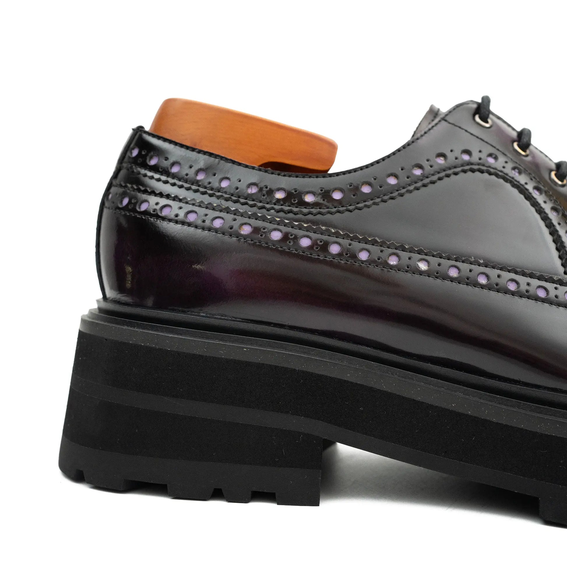 Handmade Chunky - sole Brogue Shoes Purple Divinch