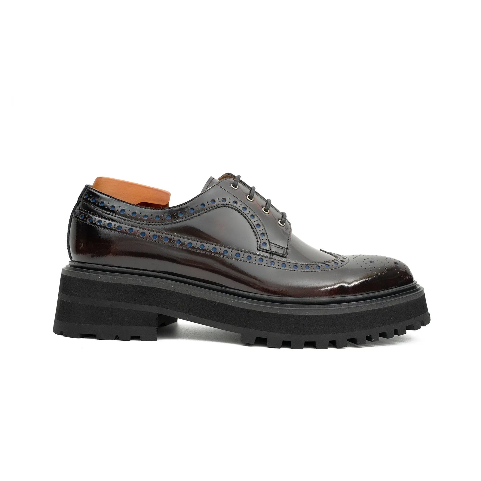 Handmade Chunky - sole Brogue Shoes Wine Red Divinch