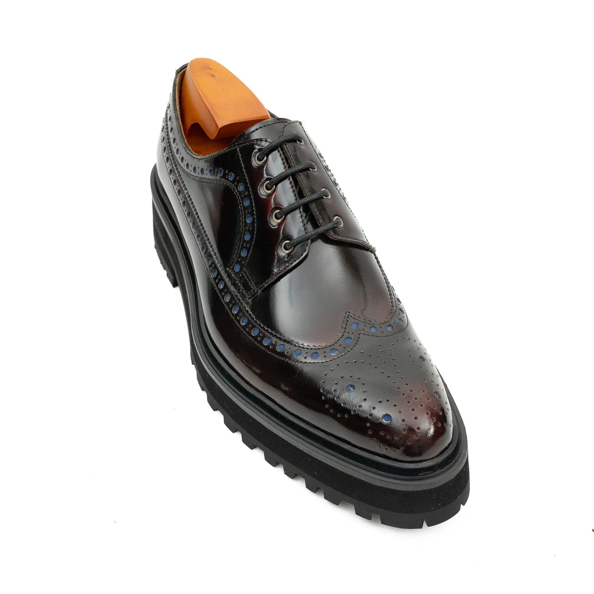 Handmade Chunky - sole Brogue Shoes Wine Red Divinch