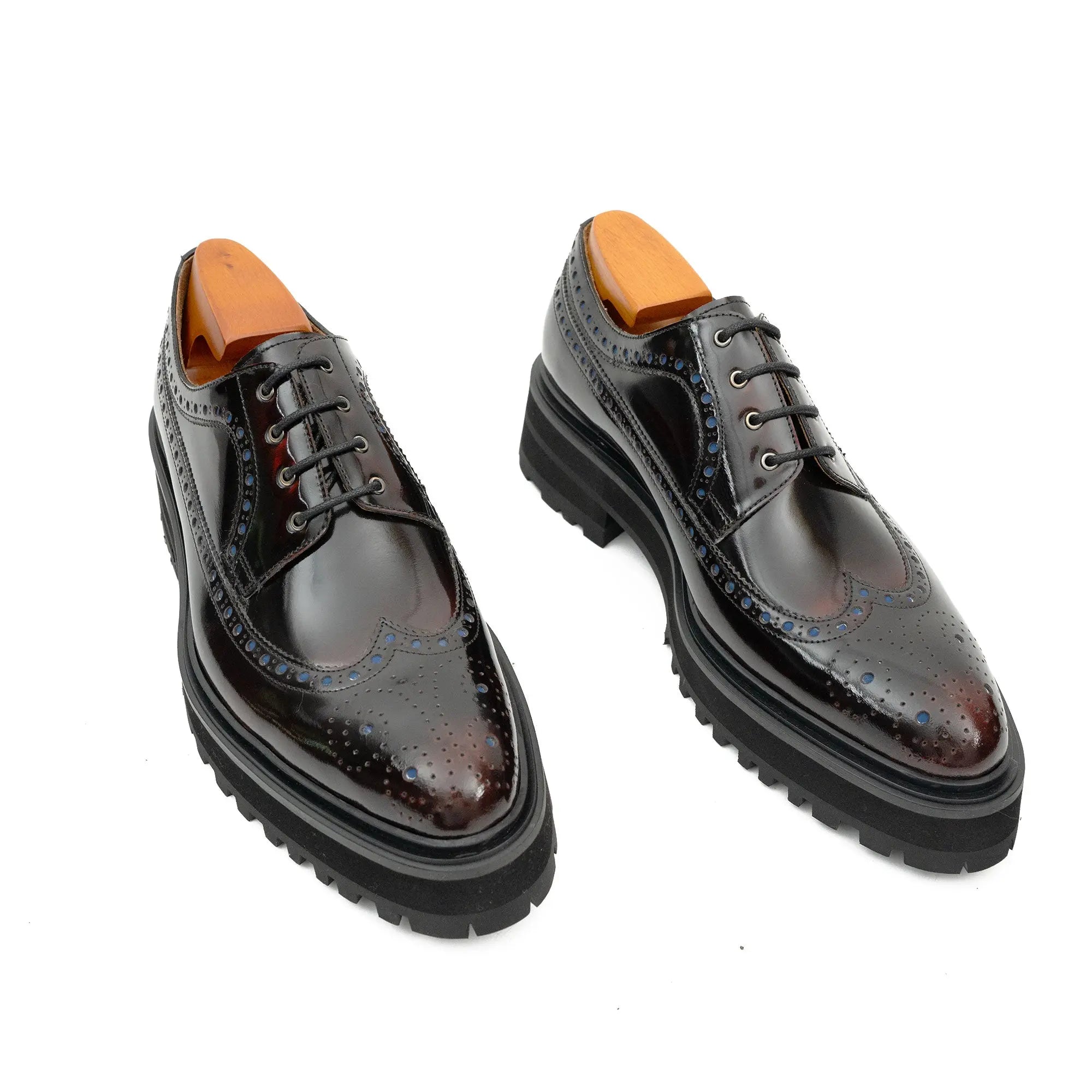 Handmade Chunky - sole Brogue Shoes Wine Red Divinch
