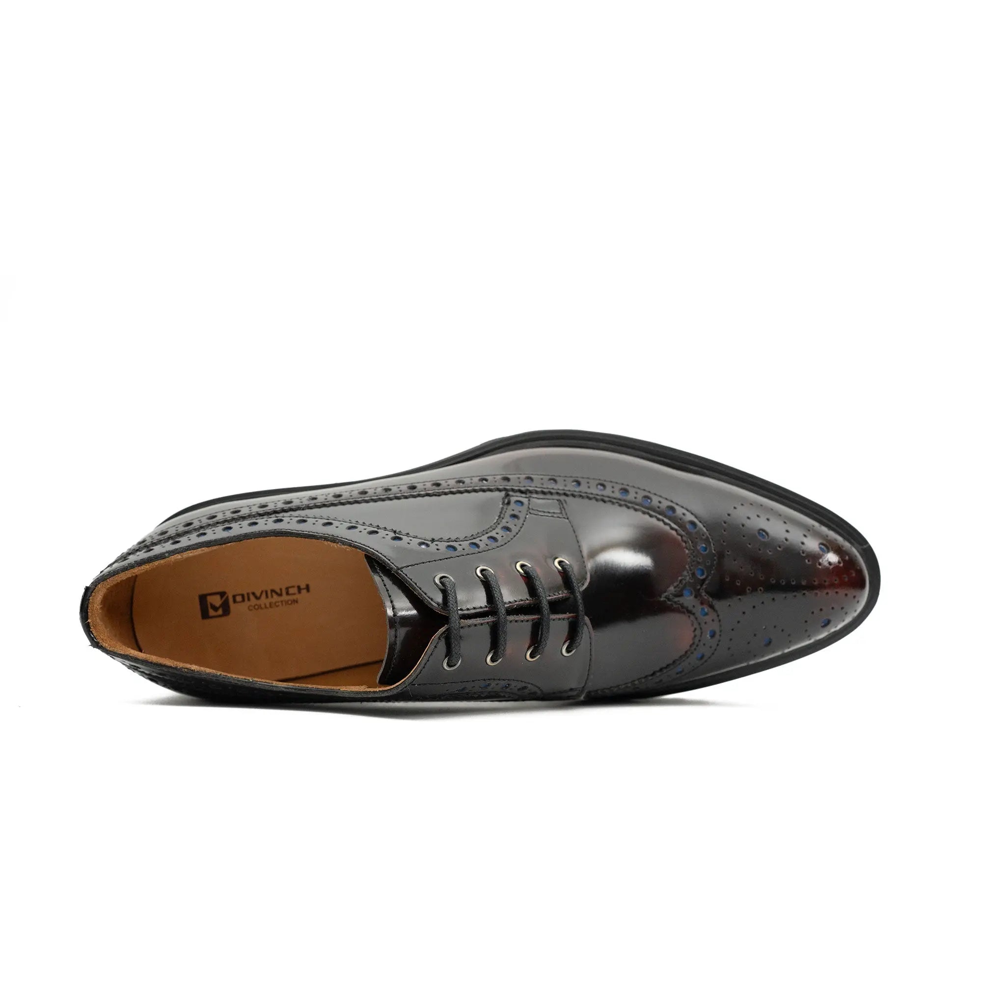 Handmade Chunky - sole Brogue Shoes Wine Red Divinch