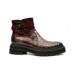 Handmade Nile Croc Chelsea Boots with Buckle DIVINCH