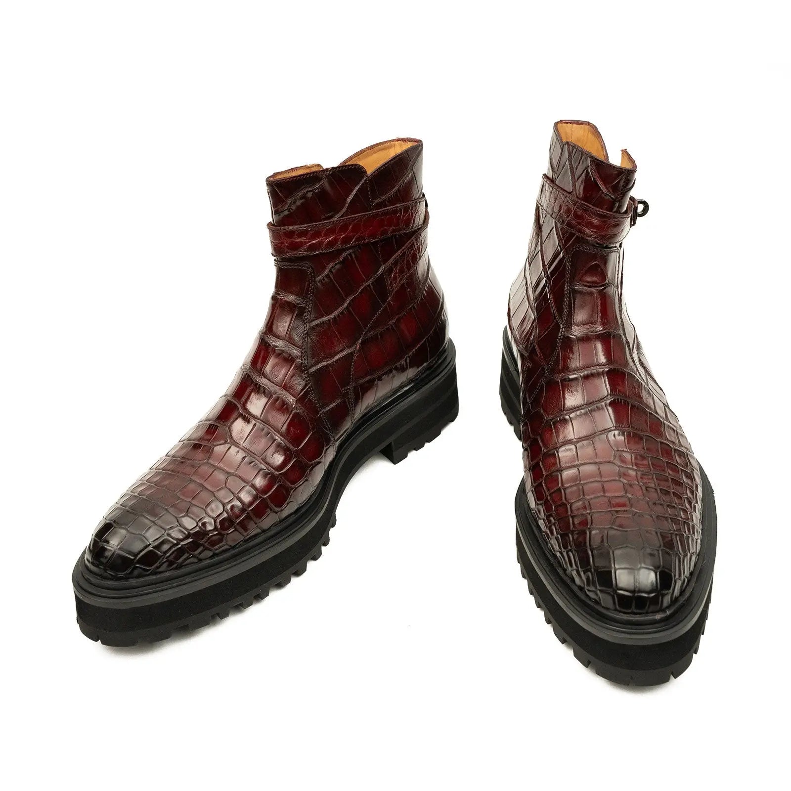 Handmade Nile Croc Chelsea Boots with Buckle DIVINCH
