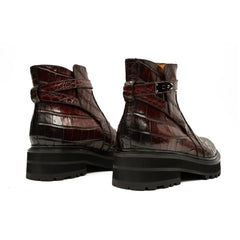 Handmade Nile Croc Chelsea Boots with Buckle DIVINCH