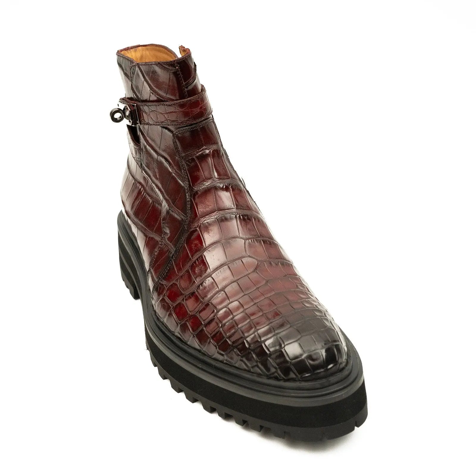 Handmade Nile Croc Chelsea Boots with Buckle DIVINCH