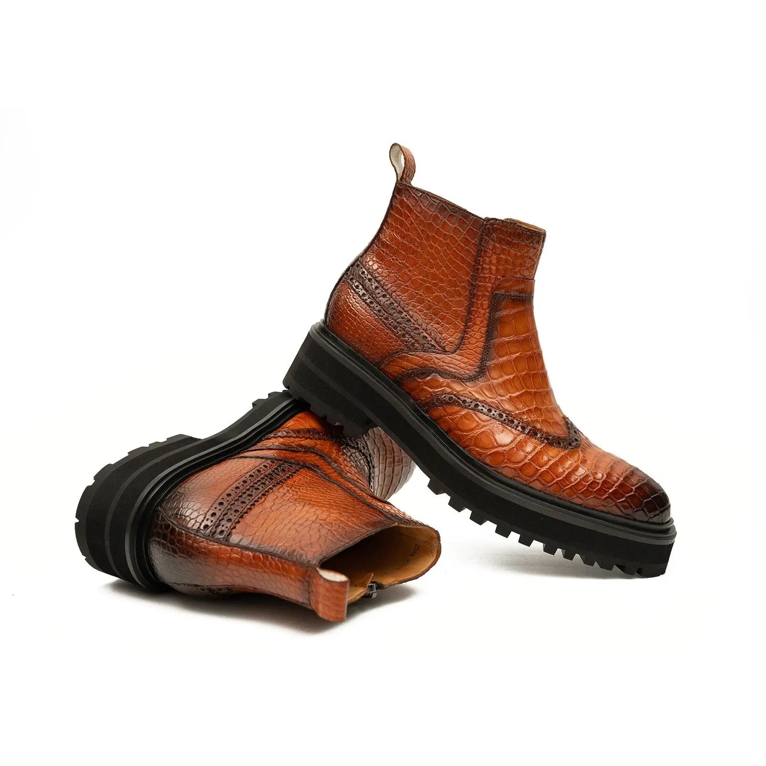 Stivali Chelsea con suola spessa in pelle lucida 2898 Viola 