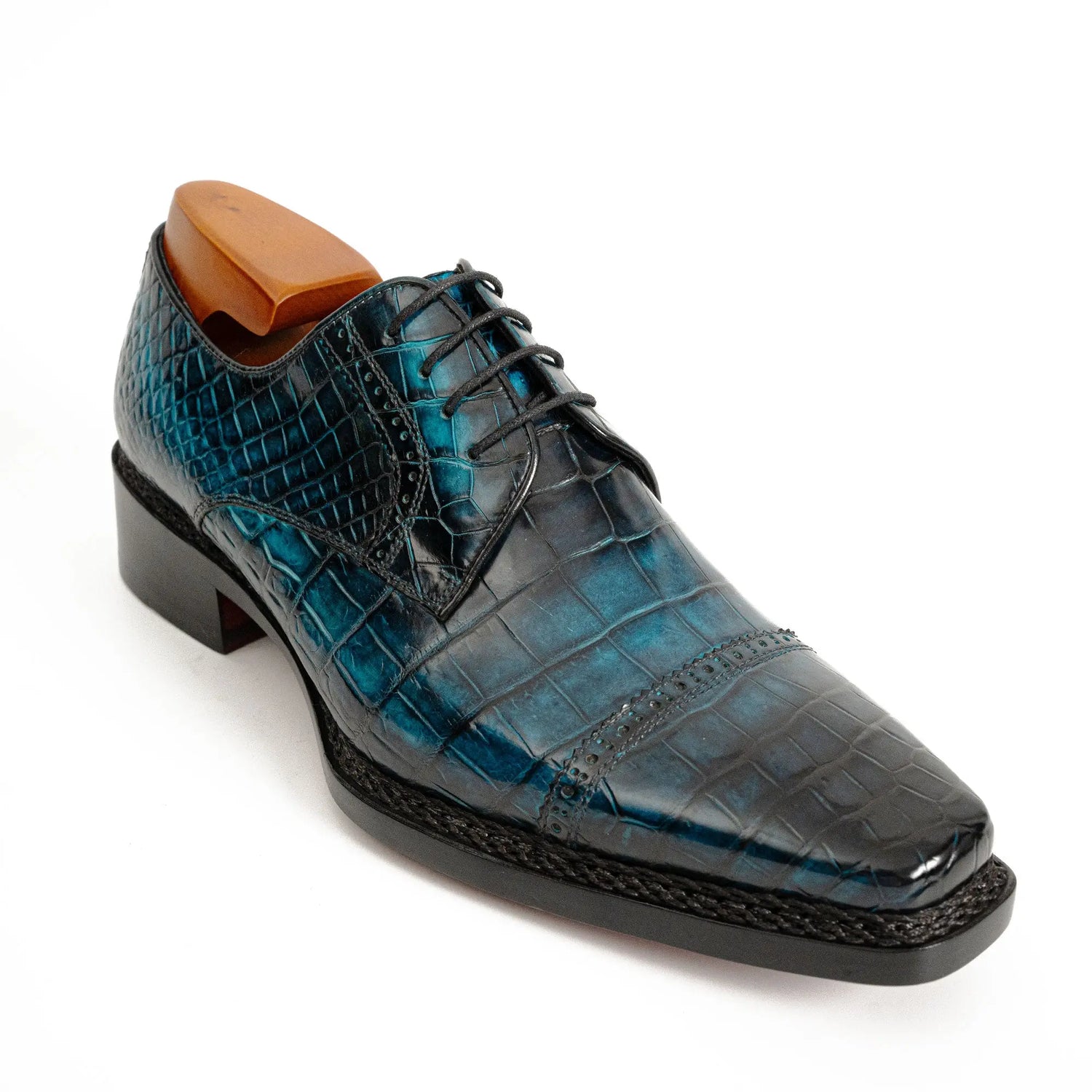 Blue Crocodile Norwegian Leather Derbies