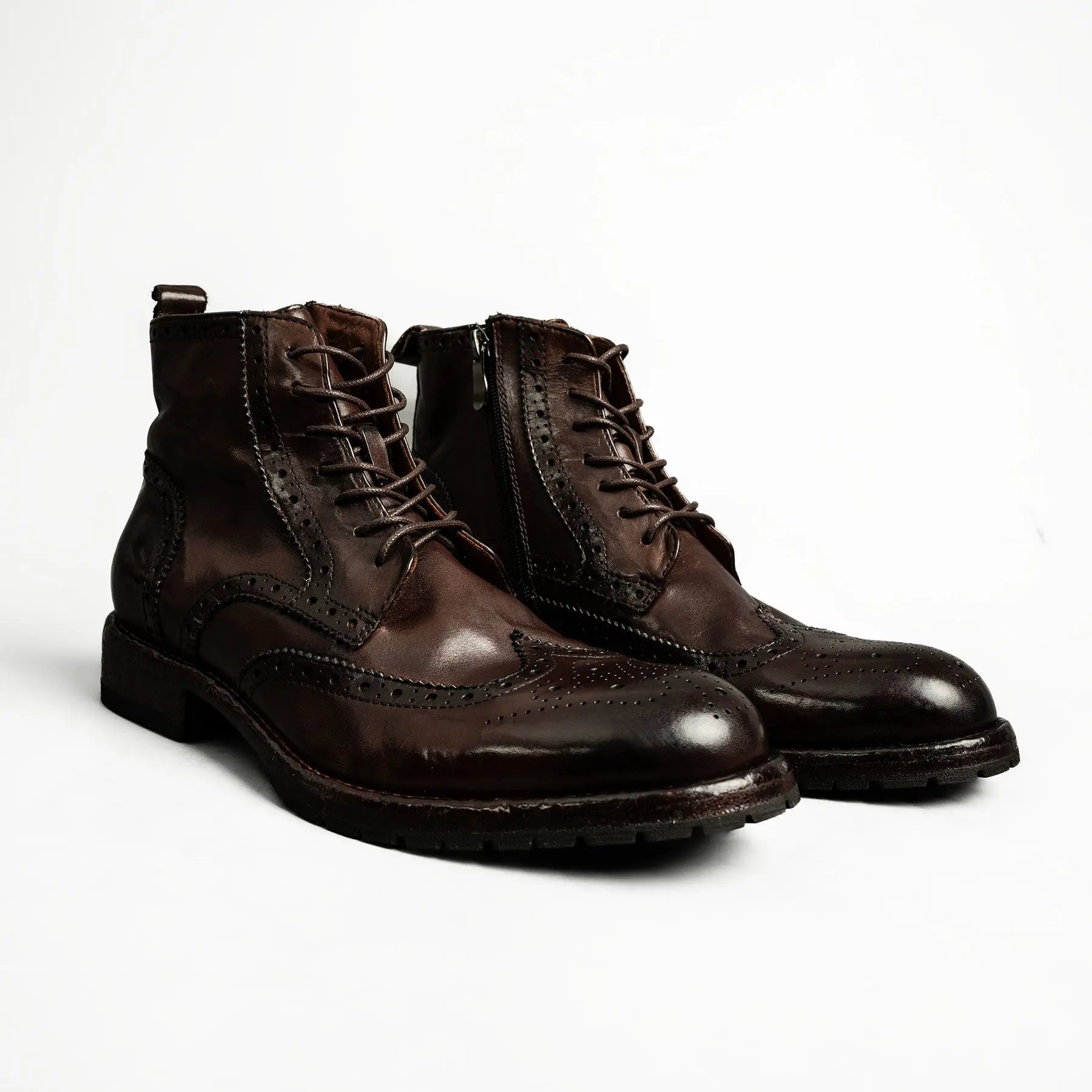 Dark Brown Brogue Combat Boot