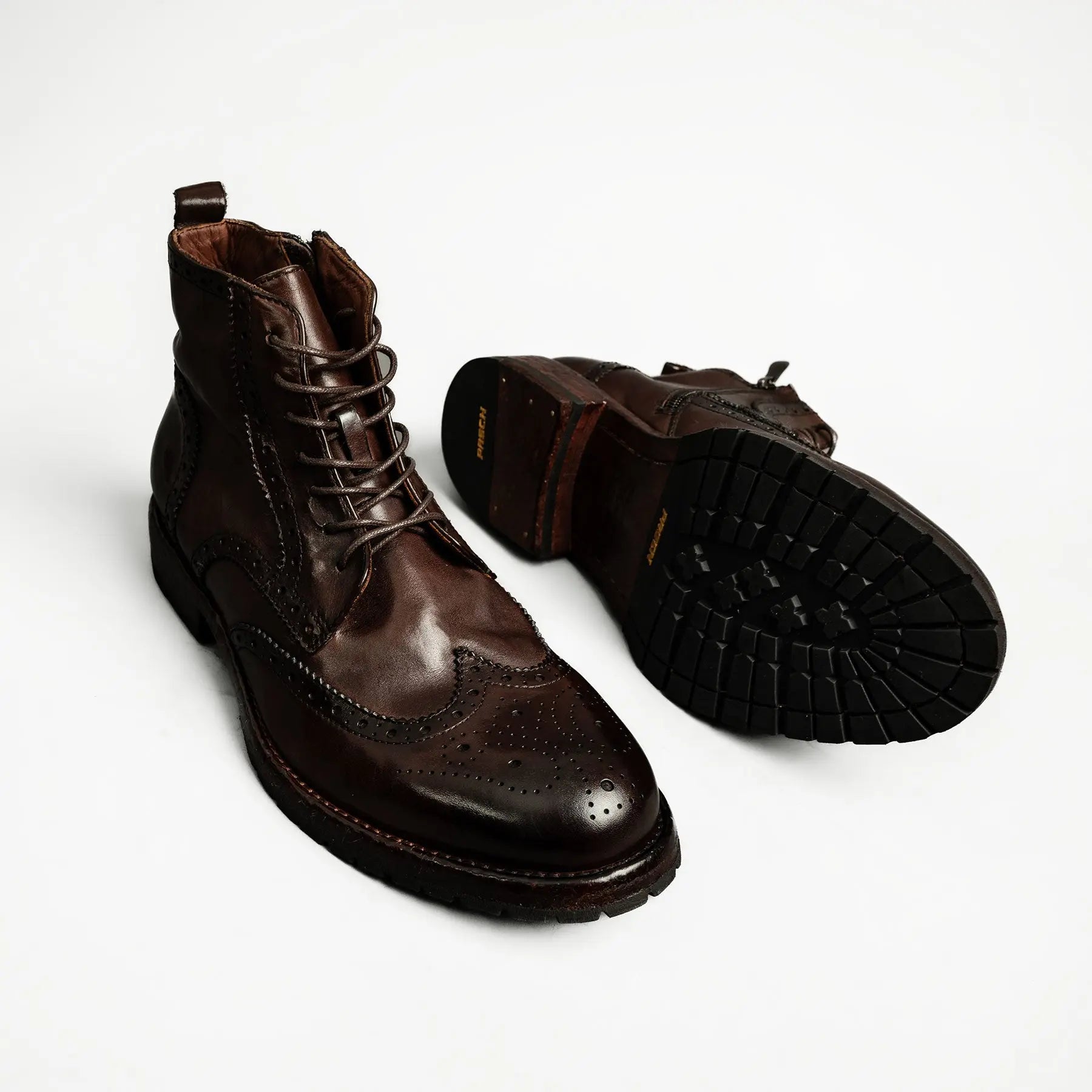 Dark Brown Brogue Combat Boot