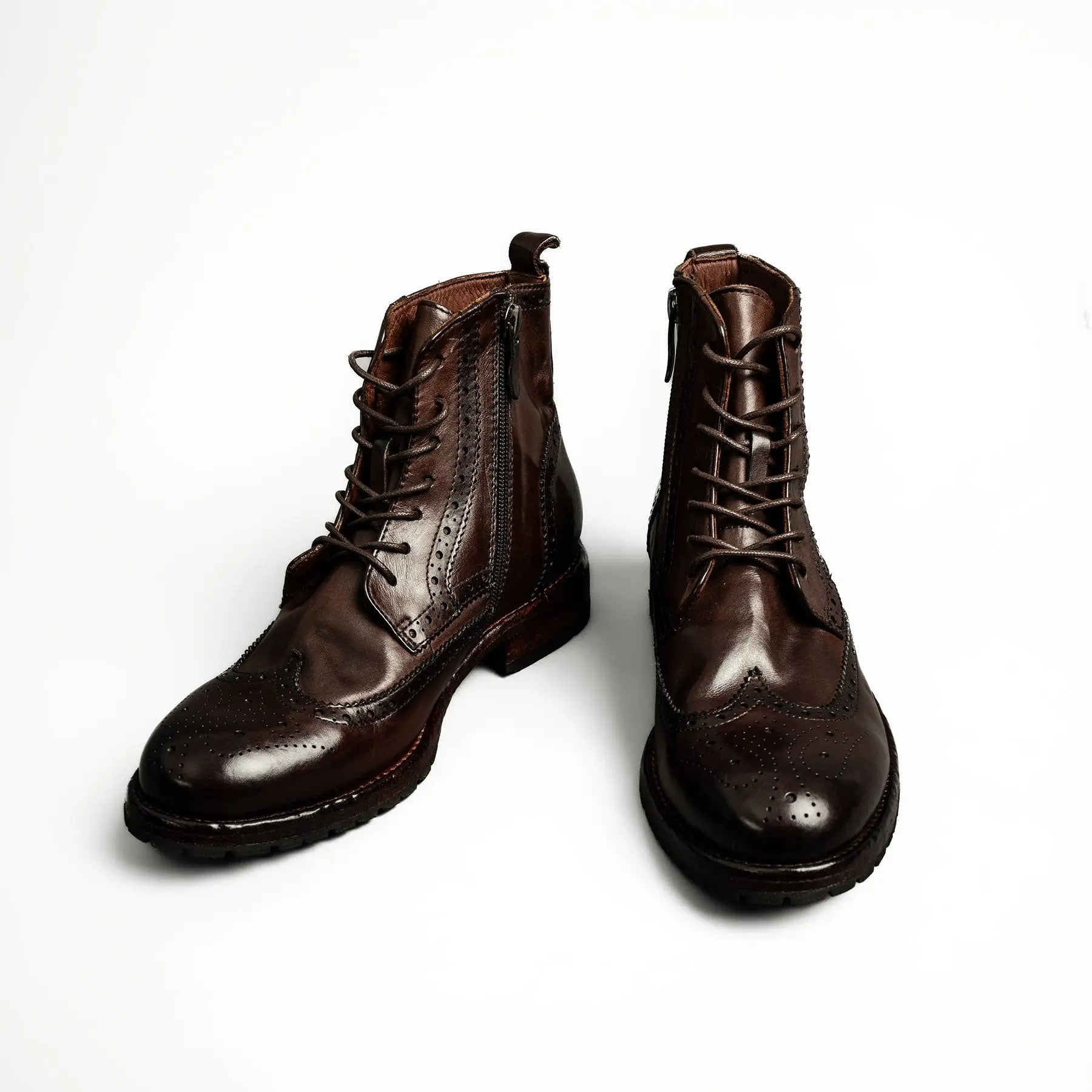 Dark Brown Brogue Combat Boot