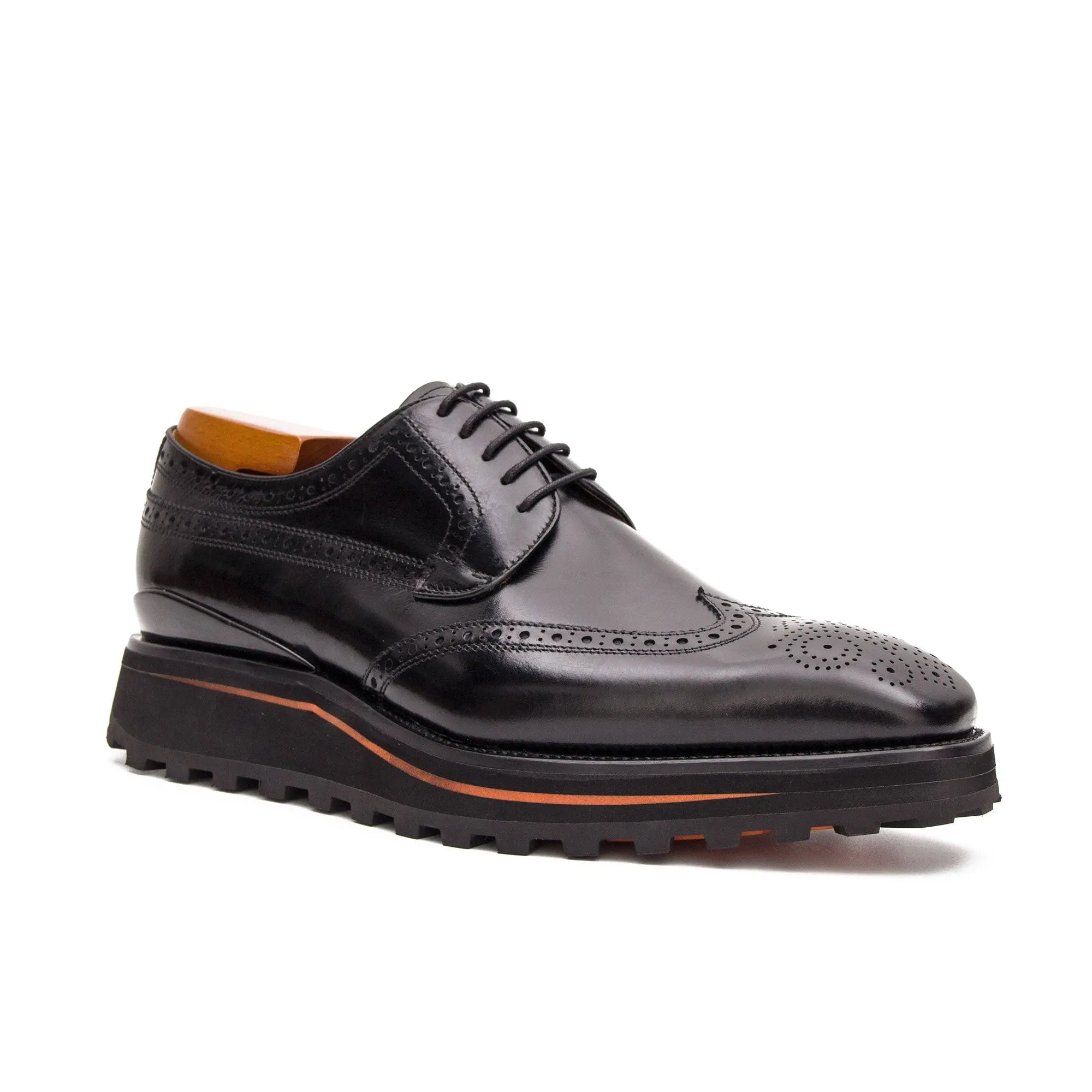 Thick-soled calfskin formal brogue derby shoes - Divinch