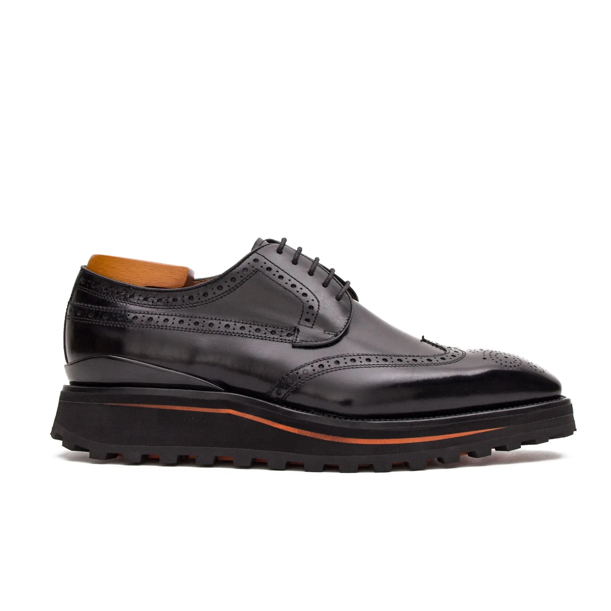 Thick-soled calfskin formal brogue derby shoes - Divinch