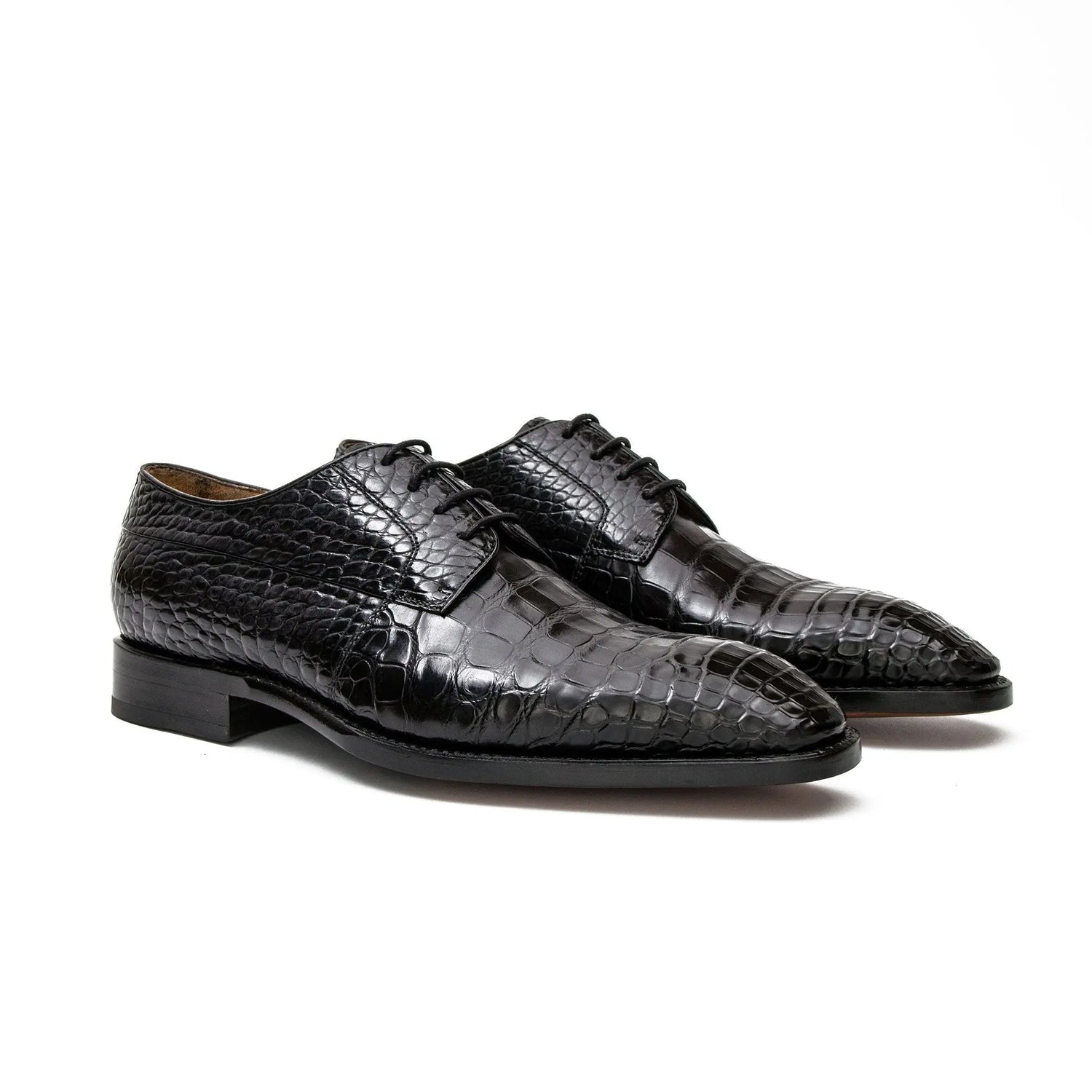 Men's Black Crocodile Leather Derbies
