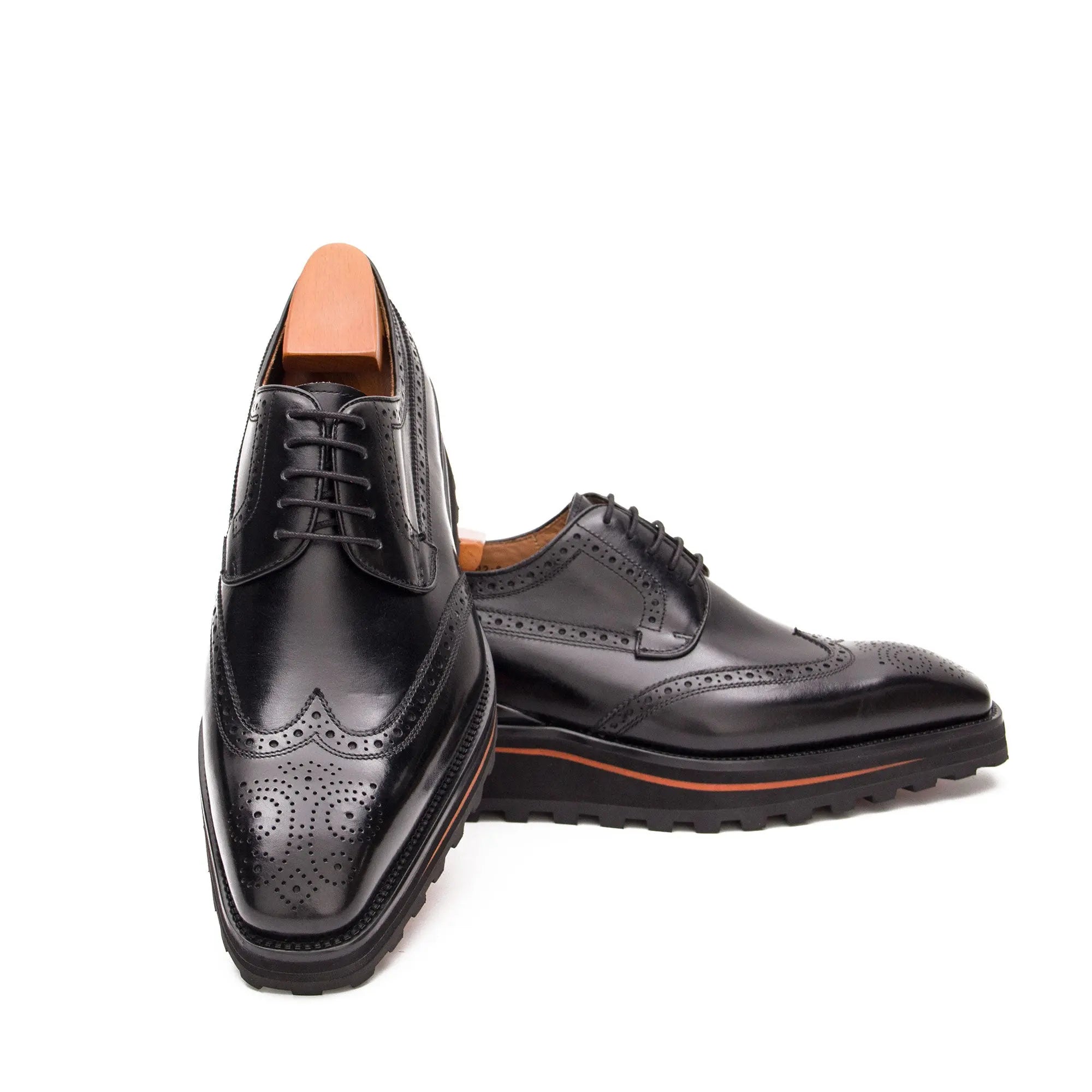 Thick-soled calfskin formal brogue derby shoes - Divinch