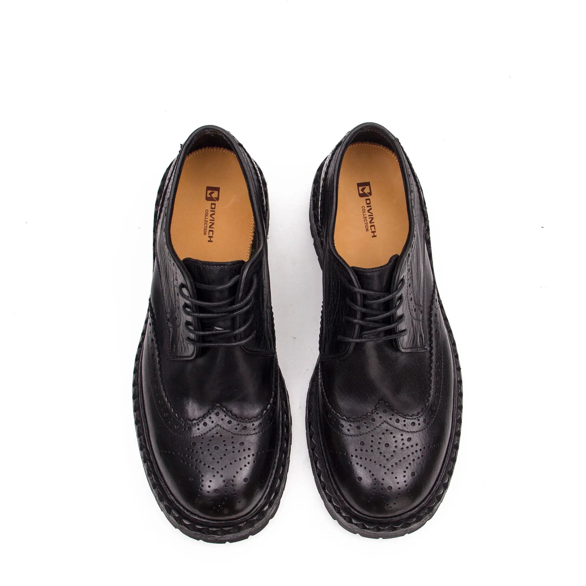 Handcrafted Goodyear Welted Brogue Derby Shoes in Washed Horse Leather DIVINCH